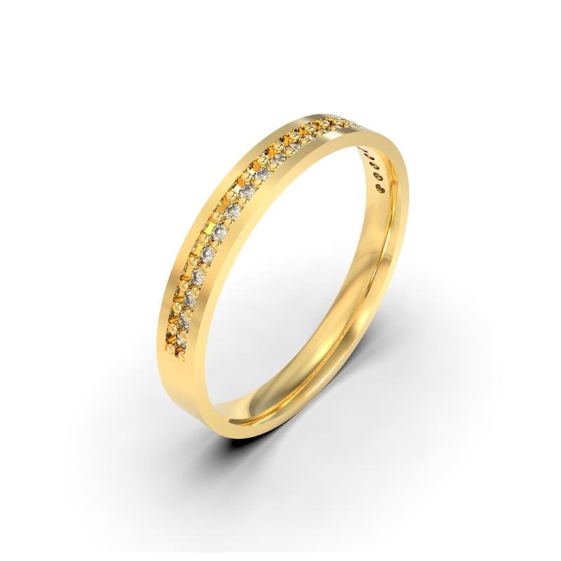 ALIANÇA DE MOEDA 3,0MM ANATÔMICA QUADRADA C/21 PEDRAS