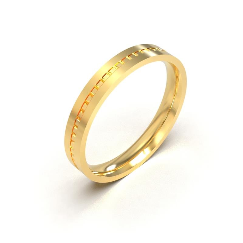 ALIANÇA DE MOEDA 3,0MM QUADRADA ANATÔMICA TRABALHADA