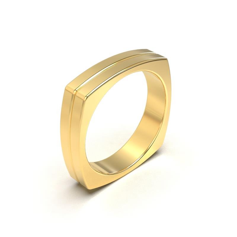 ALIANÇA DE MOEDA 5,0MM QUADRADA COM 1 FRISO