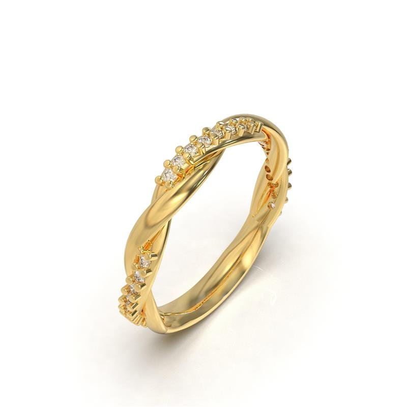 ALIANÇA DE MOEDA 3,0MM TORCIDA C/PEDRAS DE 1,10MM