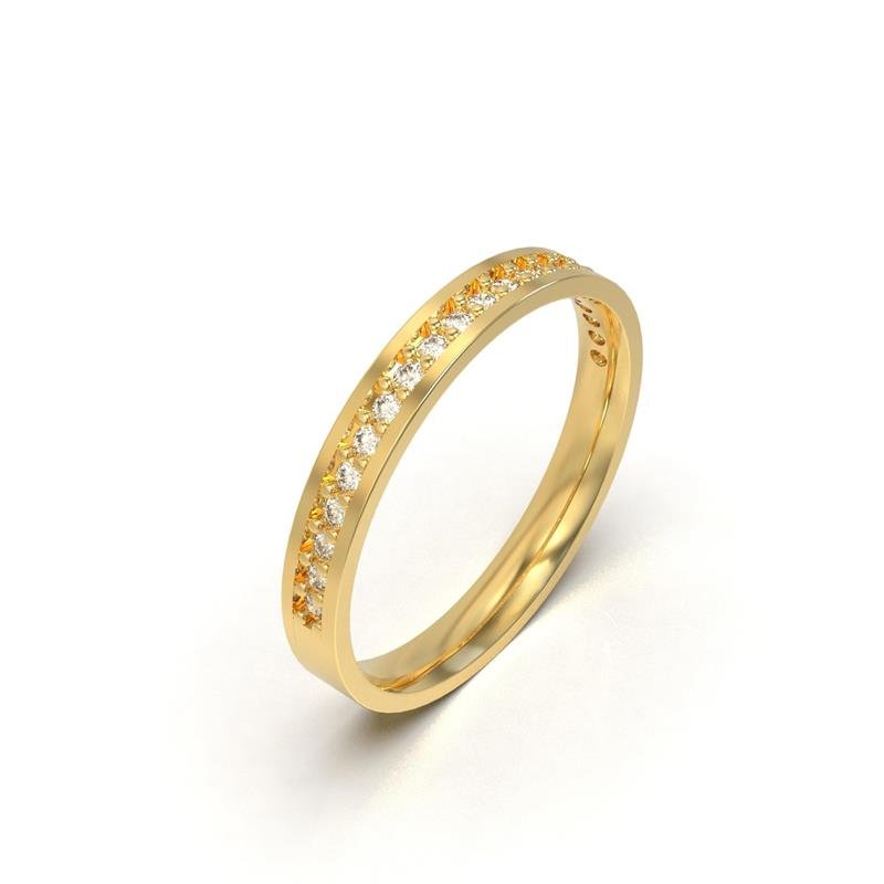 ALIANÇA DE MOEDA 3,0MM SEMI-ANATÔMICA / C 20 PEDRAS DE 1,50