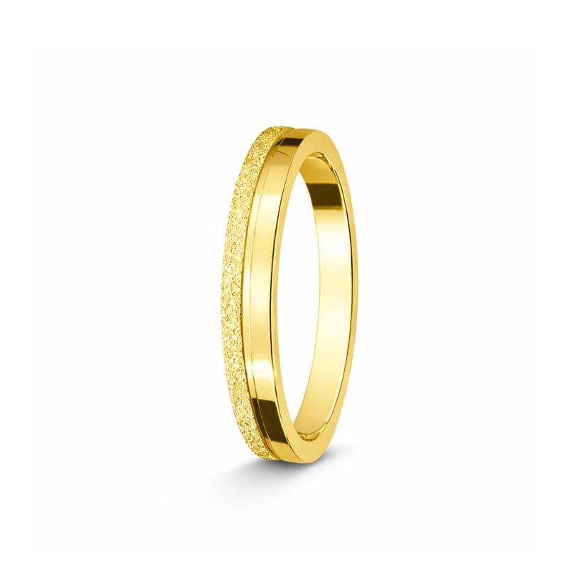 ALIANÇA DE MOEDA 3,0MM ANATÔMICA COM FRISO CENTRAL E LATRAL DIAMANTADA