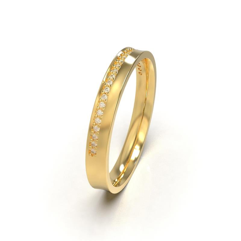 ALIANÇA DE MOEDA 3,0 MM CONCAVA ESPELHADA C/26 ZIRCONIA