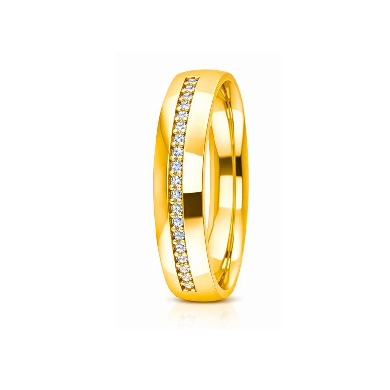 ALIANÇA DE MOEDA 3,0 MM ESPELHADA ABAULADA C/ ZIRCONIA