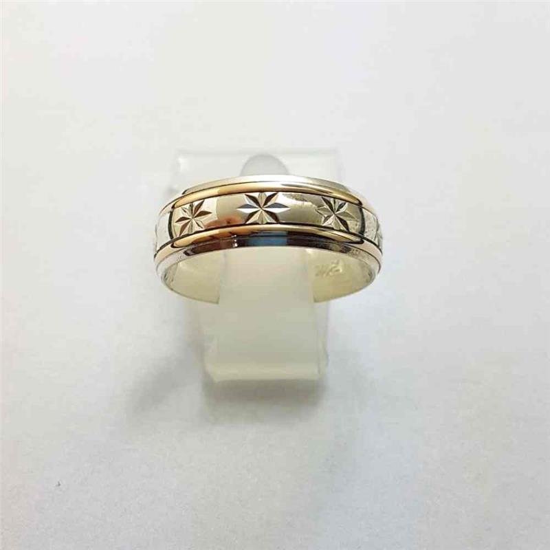 ALIANÇA DE PRATA C/FILETE DE OURO 10KL 7,0MM *ANATÔMICA ABAULADA