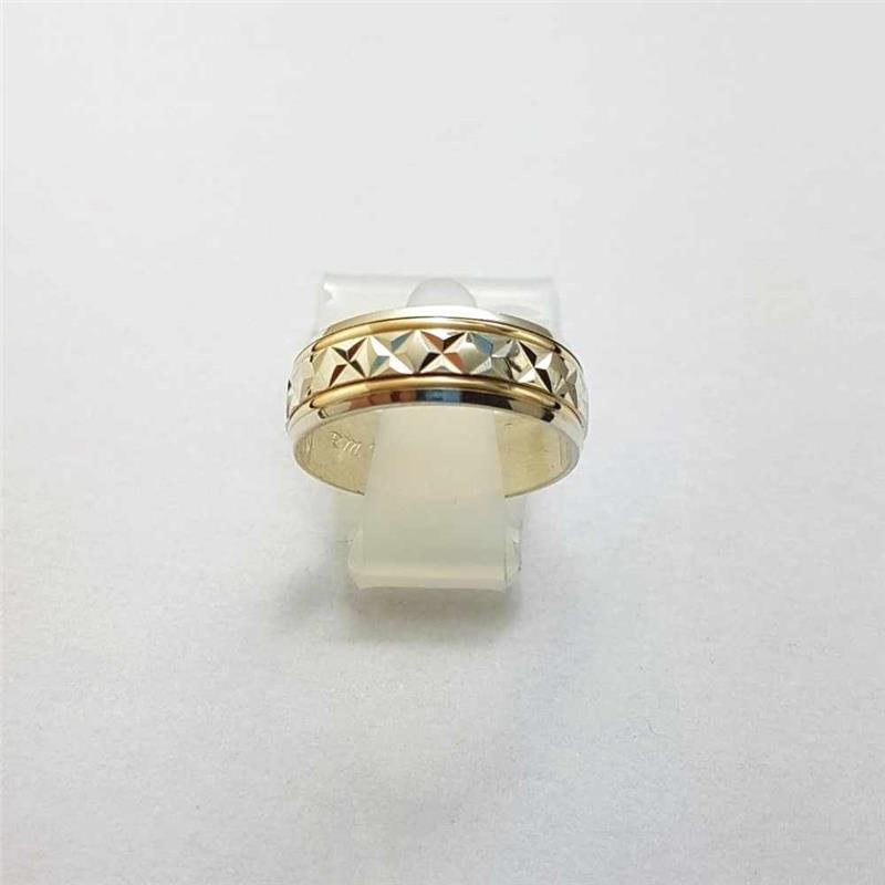 ALIANÇA DE PRATA C/FILETE DE OURO 10KL 7,0MM INTERNO RETO TRABALHADA