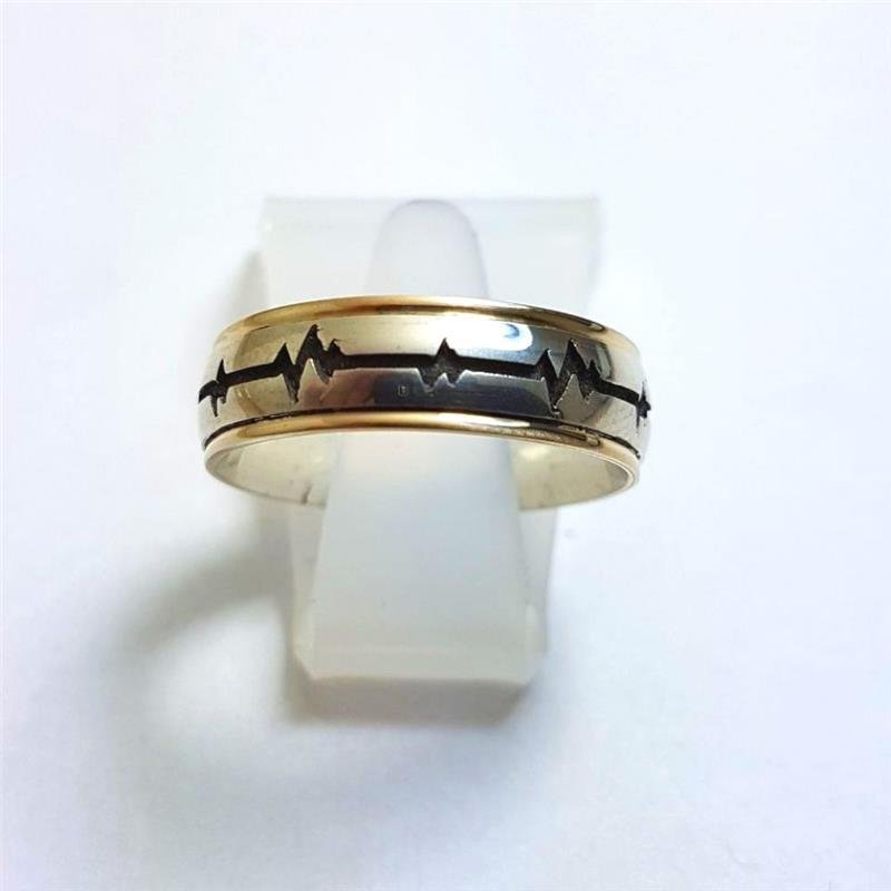 ALIANÇA DE PRATA C/FILETE DE OURO 10KL 6,0MM ABAULADA BATIMENTO