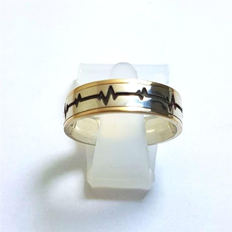 ALIANÇA DE PRATA C/FILETE DE OURO 10KL 6,0MM QUADRADA BATIMENTO