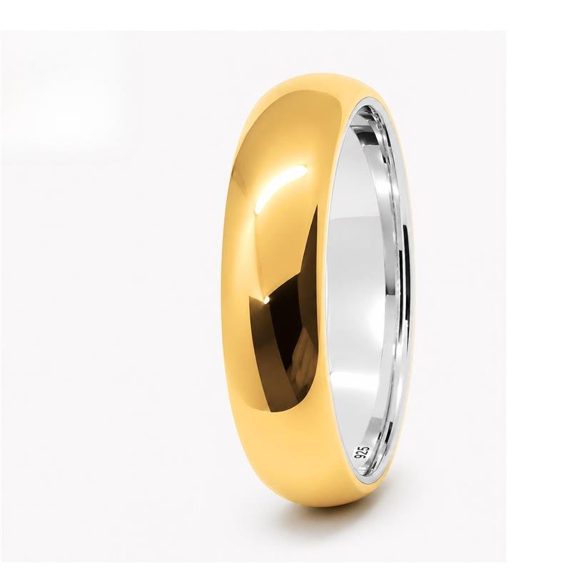 ALIANÇA DE MOEDA C/FORRO DE PRATA 5,0MM ABAULADA INTERNO RETO