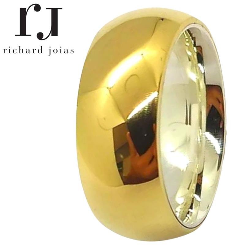 ALIANÇA DE MOEDA C/FORRO DE PRATA 8,0MM ANATÔMICA ABAULADA