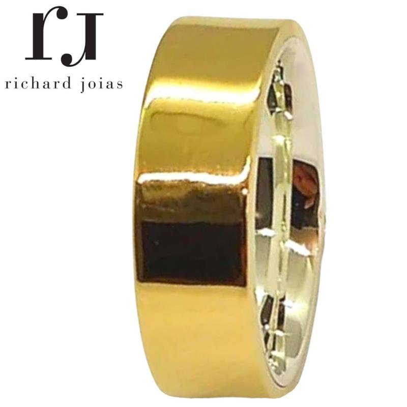 ALIANÇA DE MOEDA C/FORRO DE PRATA 7,0MM ANATÔMICA QUADRADA