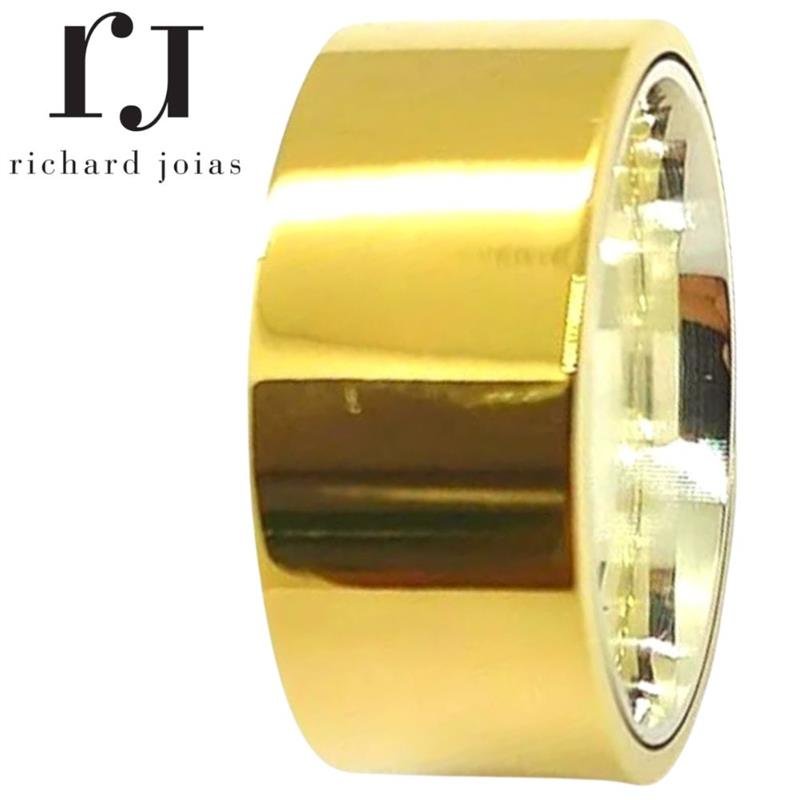 ALIANÇA DE MOEDA C/FORRO DE PRATA 10MM ANATÔMICA QUADRADA