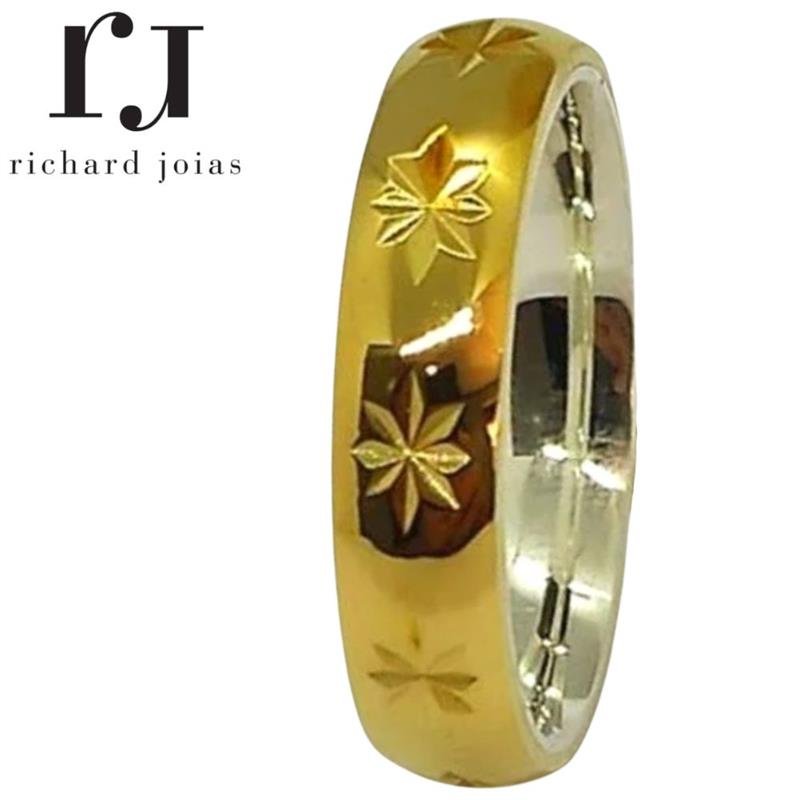 ALIANÇA DE MOEDA C/FORRO DE PRATA 5,0MM ANATÔMICA TRABALHADA