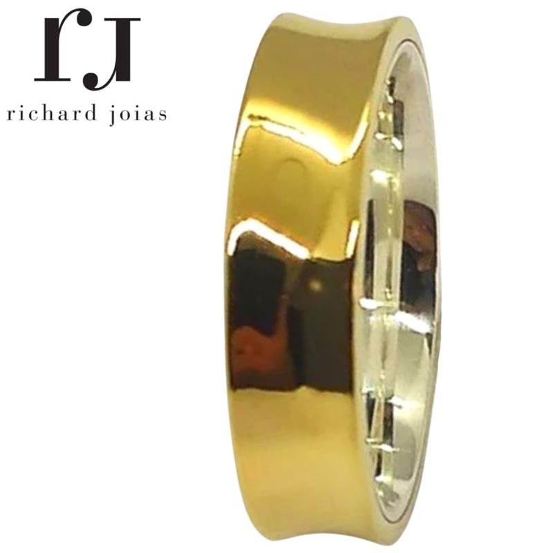 ALIANÇA DE MOEDA C/FORRO DE PRATA 6,0MM ANATÔMICA QUADRADA CÔNCAVA