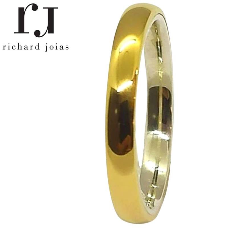 ALIANÇA DE MOEDA C/FORRO DE PRATA 3,0MM ANATÔMICA ABAULADA