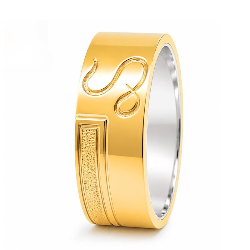 ALIANÇA DE MOEDA C/FORRO DE PRATA 8MM QUADRADA INTERNO RETO LETRA PERSONALIZADA DIAMANTADA E FRISO