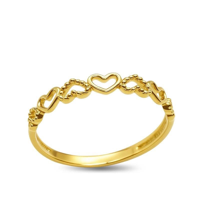 ANEL DE OURO 18KL CORAÇÃO PESO MÉDIO 1,5 GR