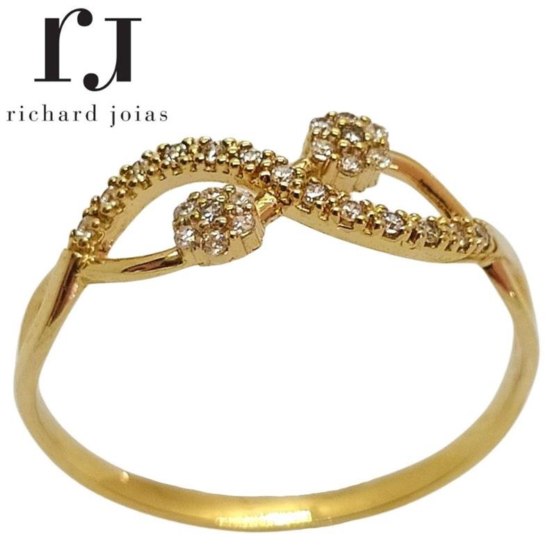 ANEL DE OURO 18KL C/ PEDRAS PESO MÉDIO 2,1 GR