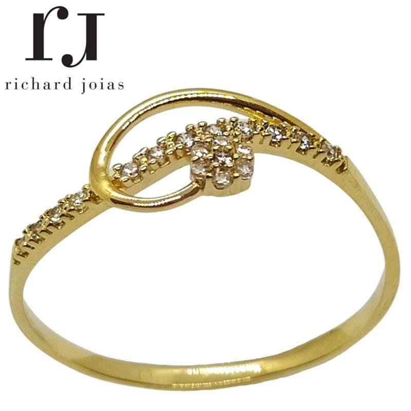 ANEL DE OURO 18KL C/ PEDRAS PESO MÉDIO 1,6 GR