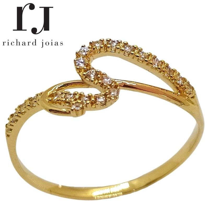 ANEL DE OURO 18KL C/ PEDRAS PESO MÉDIO 1,8 GR