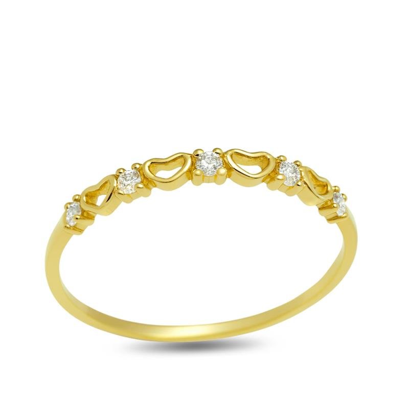 ANEL DE OURO 18KL CORAÇÃO C/ PEDRAS PESO MÉDIO 1,0 GR