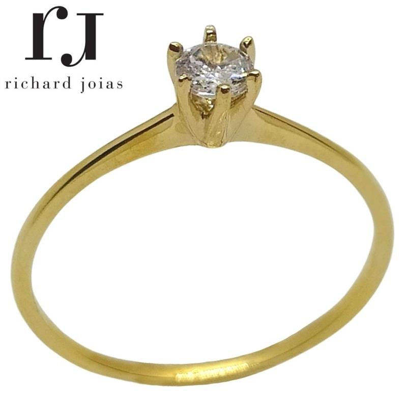 ANEL DE OURO 18KL SOLITÁRIO PEDRA 4MM PESO MÉDIO 1,6 GR