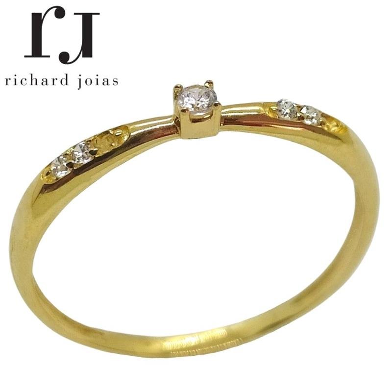 ANEL DE OURO 18KL SOLITÁRIO PESO MÉDIO 1,3 GR