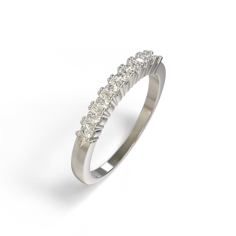 ANEL DE PRATA MEIA ALIANÇA C/ 09 PEDRAS