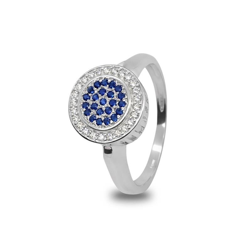 ANEL DE PRATA 925 A 950 CHUVEIRO REDONDO C/ 49 PEDRAS