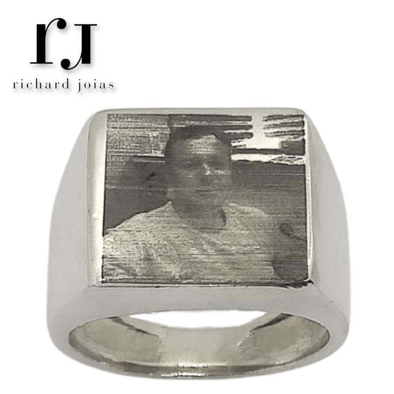 ANEL DE PRATA C/ IMAGEM GRAVAÇÃO A LASER