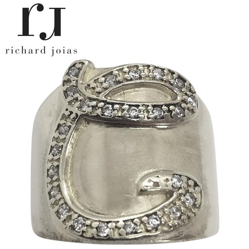 ANEL DE PRATA LETRA C C/22 PEDRAS