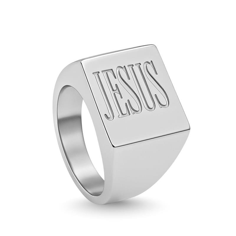 ANEL DE PRATA MASCULINO ESCRITO CNC JESUS