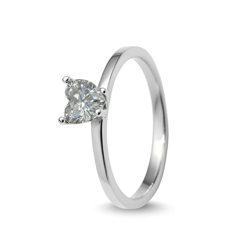 ANEL DE PRATA SOLITÁRIO DE PEDRA CORAÇÃO 5X5