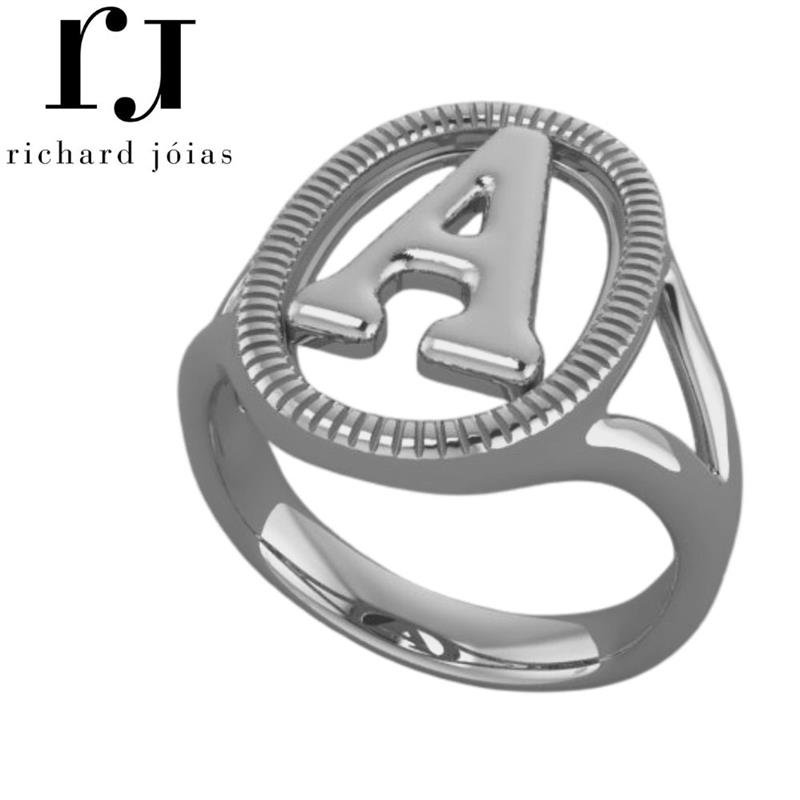 ANEL DE PRATA 925 A 950 LETRAS A AO Z