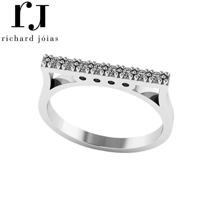 ANEL DE PRATA QUADRADO C/08 PEDRAS