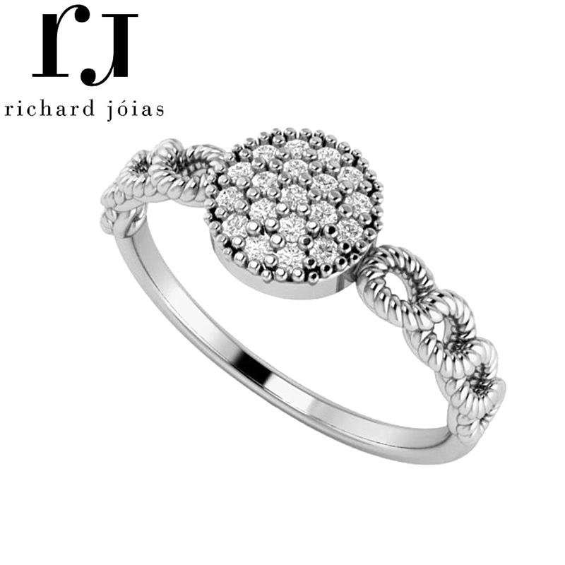 ANEL DE PRATA CHUVEIRO SIMBOLO DO INFINITO C/19 PEDRAS