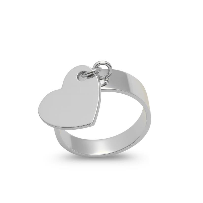 ANEL DE PRATA 6,0MM C/01 CORAÇÃO