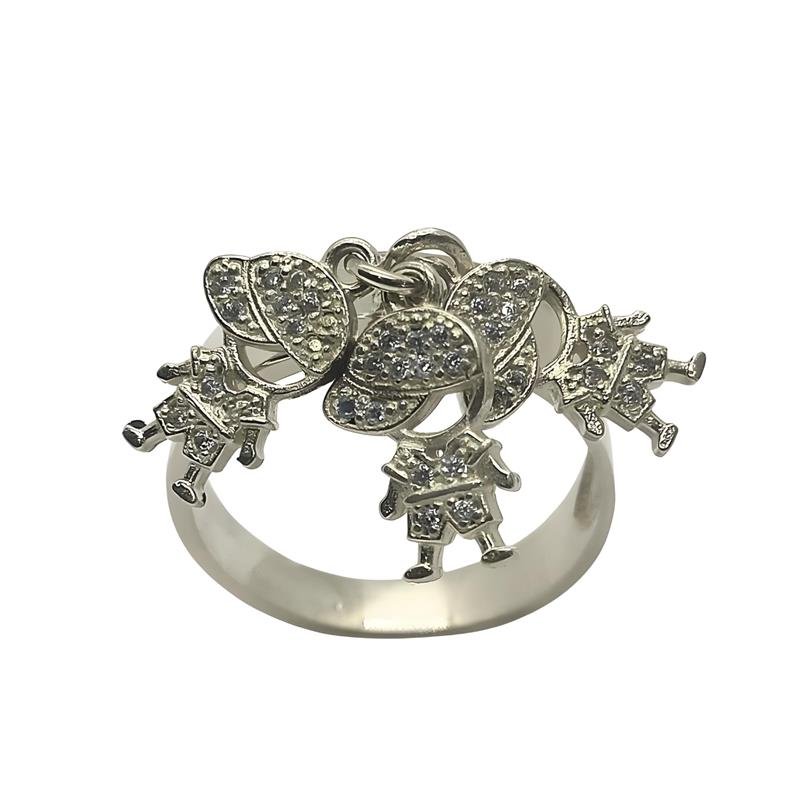 ANEL DE PRATA 925 A 950 COM 03 PINGENTES DE CRIANÇA