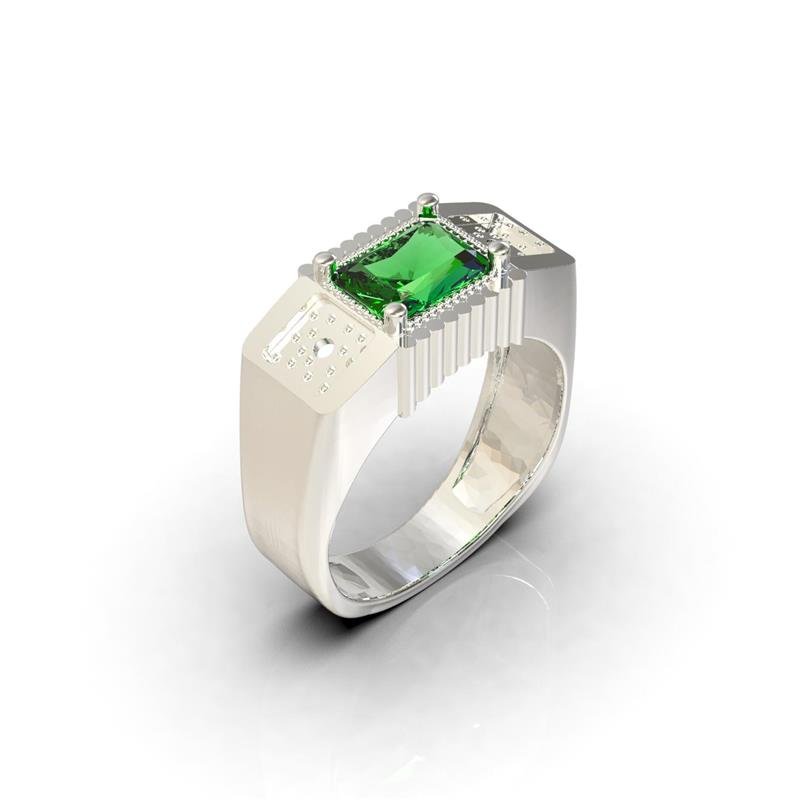 ANEL DE PRATA 925 A 950 FORMATURA SEM CHAPINHA E PEDRA CENTRAL BAGUETE 5X7