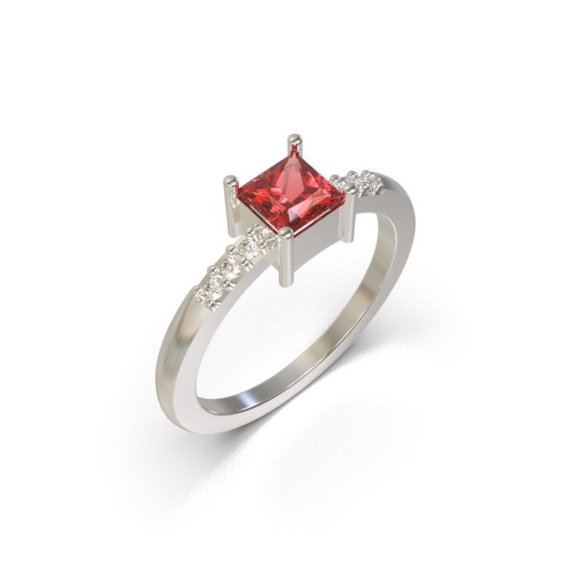 ANEL DE PRATA ALTERA COR CENTRAL CARRE 5X5