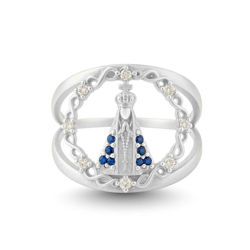 ANEL DE PRATA NOSSA SENHORA APARECIDA-MUDA COR DA ROUPA