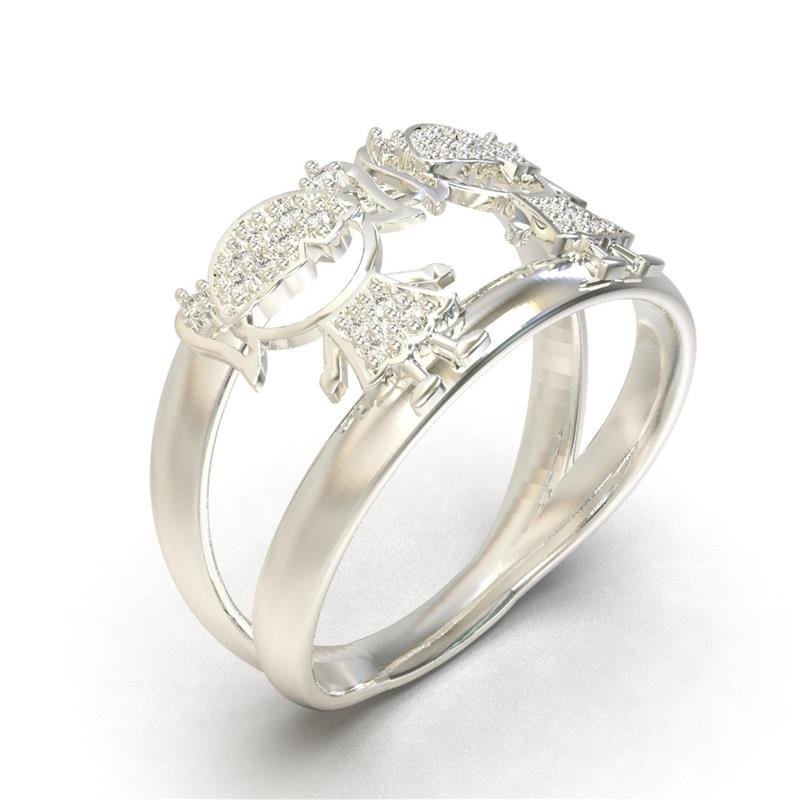 ANEL DE PRATA 925 A 950 C/ 2 CRIANÇAS (MENINAS)
