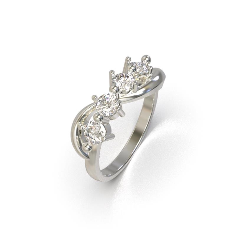 ANEL DE PRATA C/ 04 PEDRAS 4,0MM