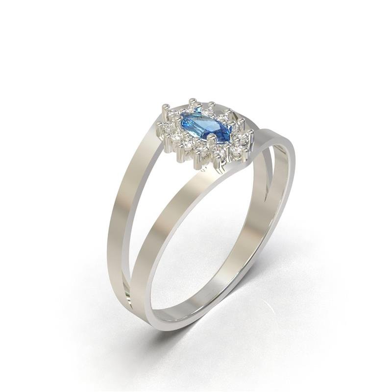 ANEL DE PRATA C/ PEDRA CENTRAL NAVETE 3X6 TROCA COR DA PEDRA CENTRAL /12 PEDRAS DE 1,25MM