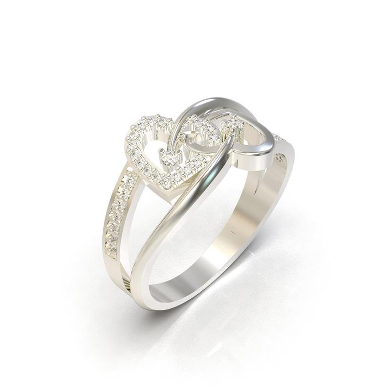 ANEL DE PRATA CORAÇÕES INVERTIDOS