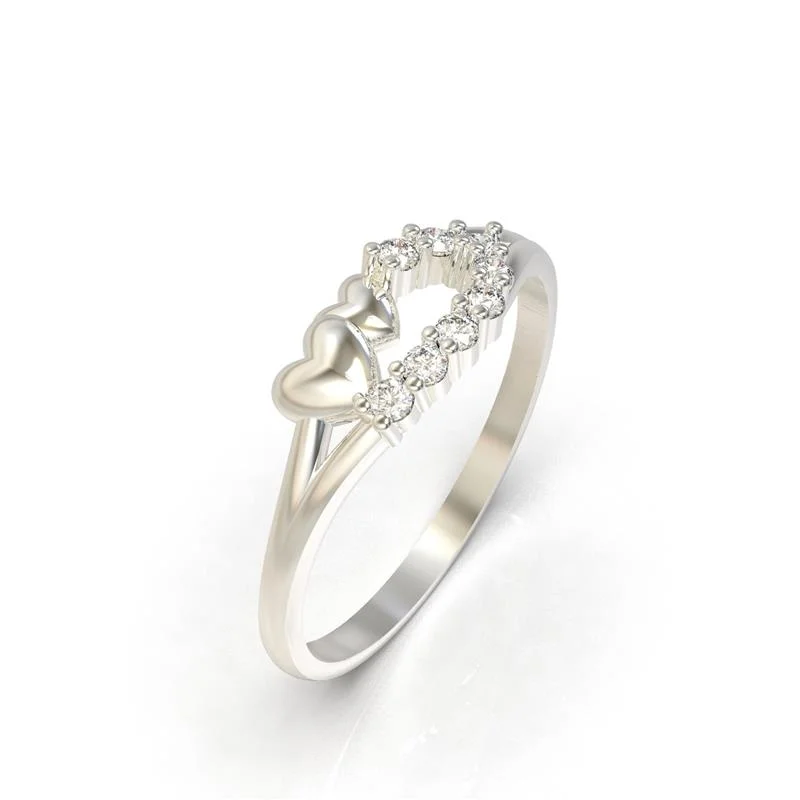 ANEL DE PRATA CORAÇÃO DUPLO