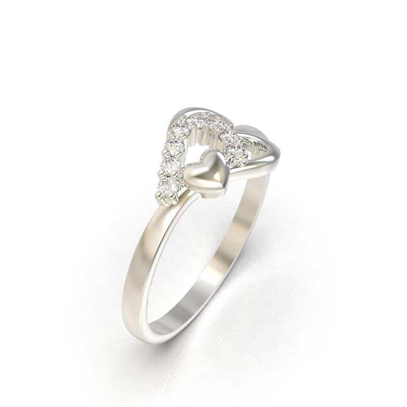 ANEL DE PRATA CORAÇÃO TRIPLO