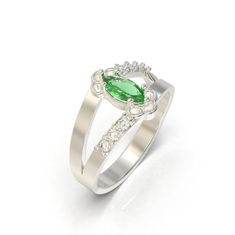 ANEL DE PRATA ALTERA COR DA PEDRA CENTRAL NAVETE 4X8