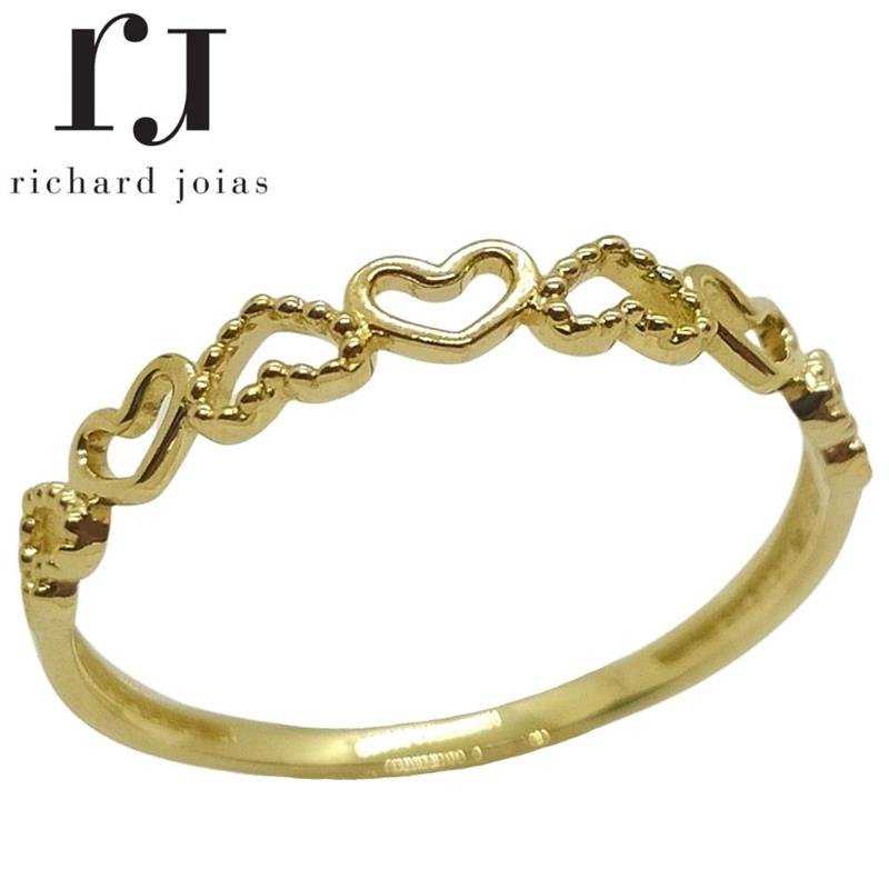 ANEL DE OURO 10KL CORAÇÃO PESO MÉDIO 1,0 GR