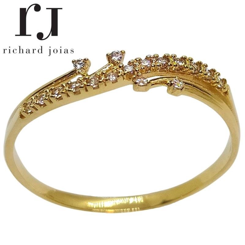 ANEL DE OURO 10KL C/ PEDRAS PESO MÉDIO 1,2 GR